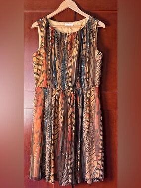 Calvin Klein Animal-Print Sleeveless Midi Dress in Colors Of The Desert Size 12